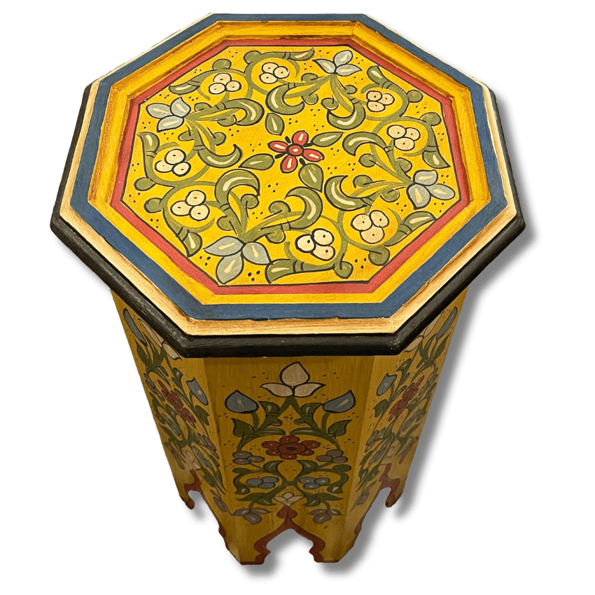 Painted Moroccan Octagon End Table/ Andalusian Style. 9 colorful end table Painted Octagon End Table
