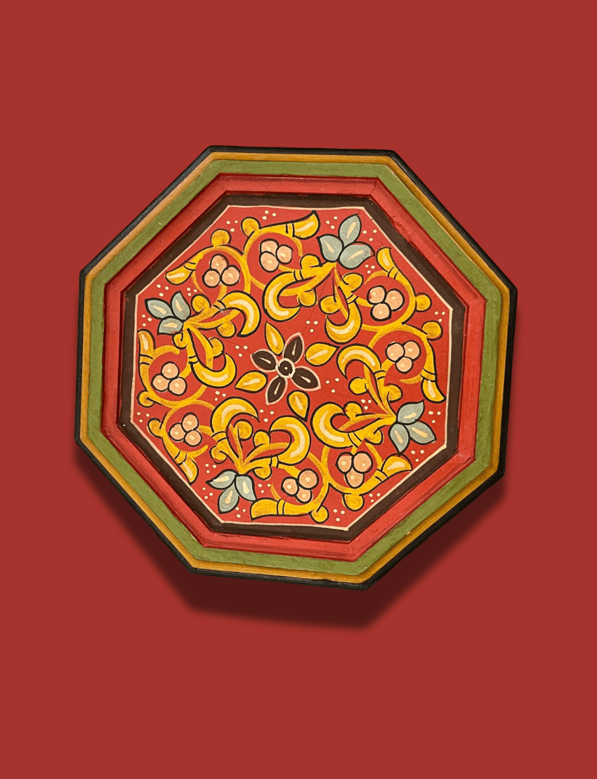 Painted Moroccan Octagon End Table Red Colored End Tables
