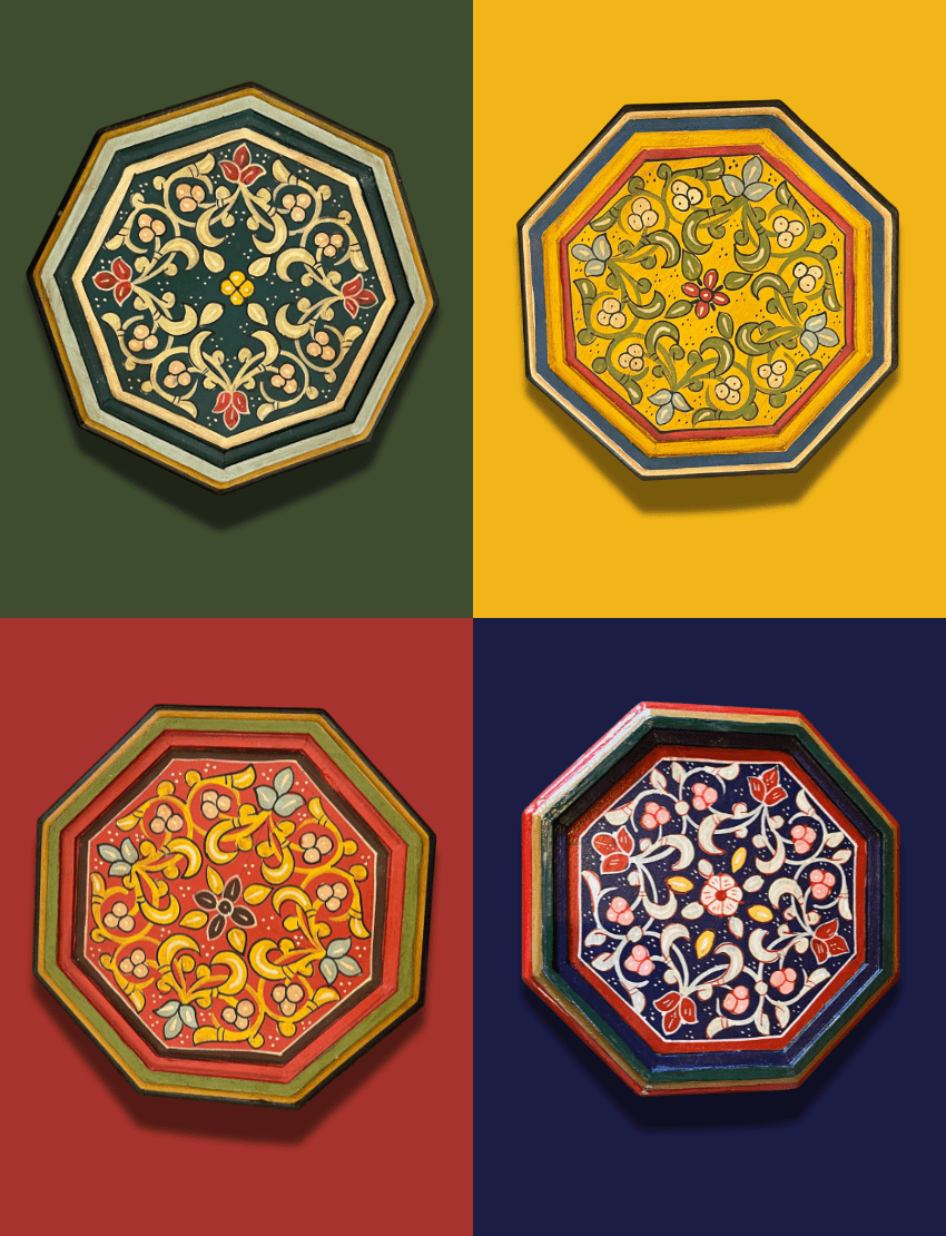 4 Flavor Variants Painted Moroccan Octagon End Table/ Andalusian Style. 23 painted octagon end table Painted Octagon End Table