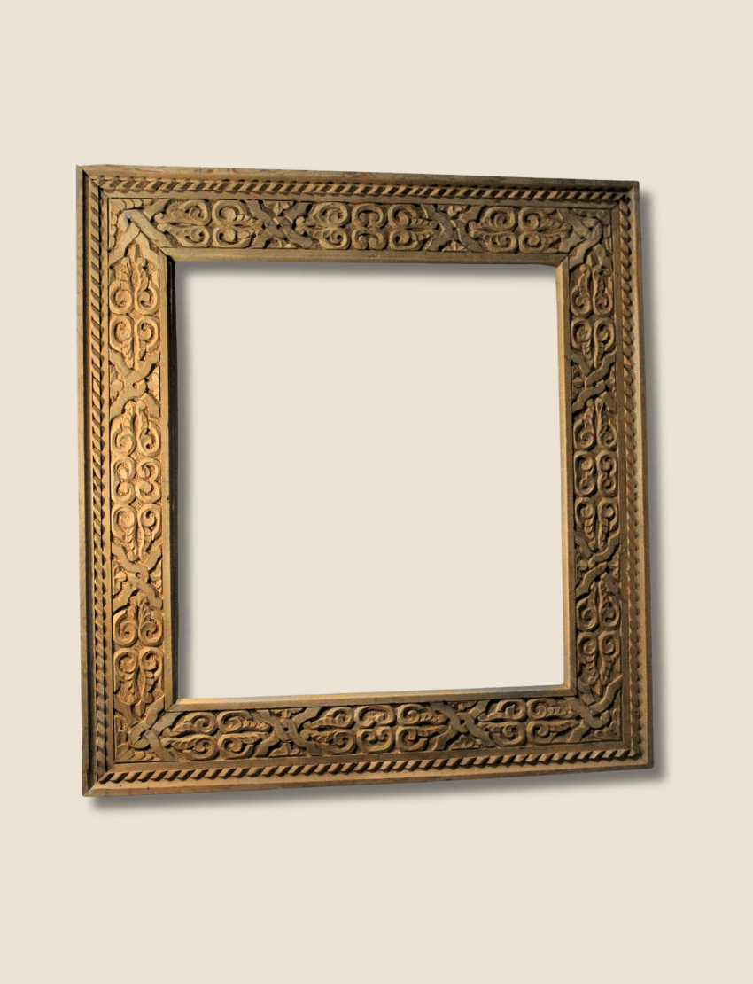 Unique Wood Picture Frame / Carved Mirror - Natural Cedar 4 wood picture frame Hand-carved Moroccan Wood Picture Frame with intricate floral design