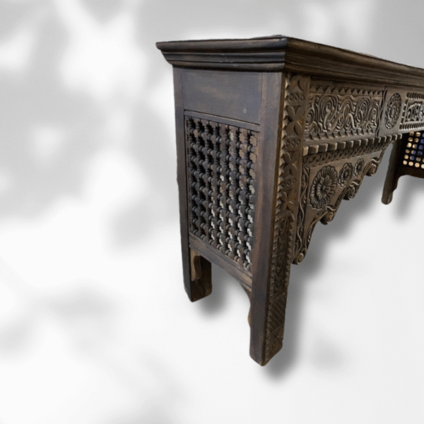 Carved Moroccan Table Console - Dark Brown. 5 Moroccan Table console Carved Moroccan Table Console - Dark Brown.