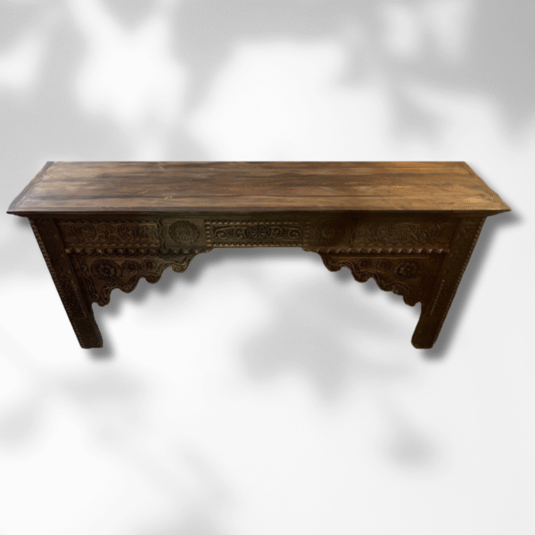 Carved Moroccan Table Console - Dark Brown. 7 Moroccan Table console Carved Moroccan Table Console - Dark Brown.