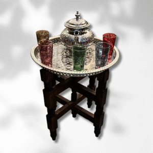 Moroccan Wood Furniture: A Trip Through Time and Craftsmanship (Part B) 7 Moroccan Wood Furniture Moroccan Folding Tea Table / Brass Tray Table