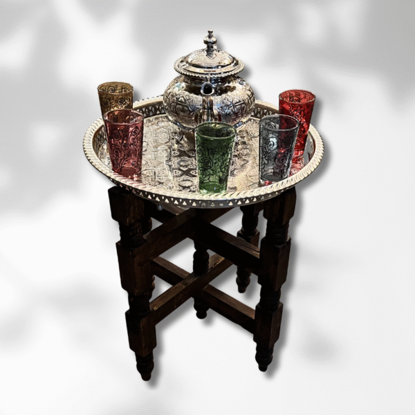 Moroccan Folding Tea Table / Brass Tray Table 1 folding tea table Moroccan Folding Tea Table / Brass Tray Table