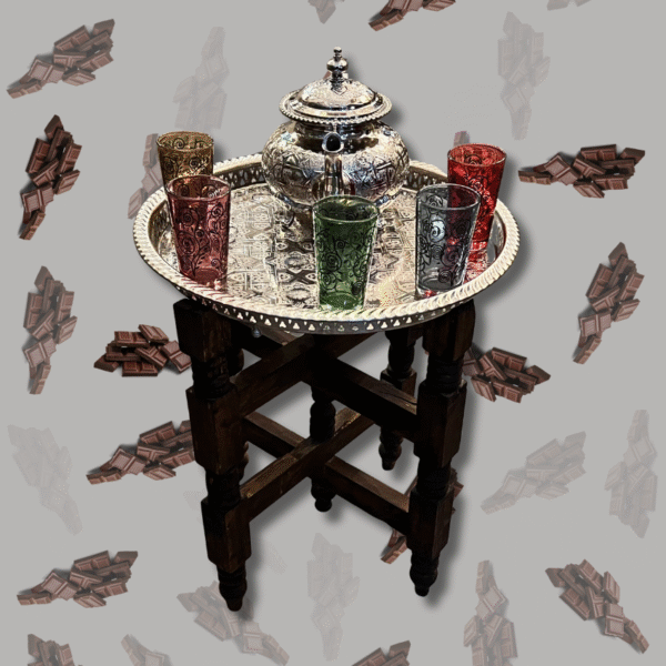 Moroccan Folding Tea Table / Brass Tray Table 3 folding tea table Moroccan Folding Tea Table / Brass Tray Table
