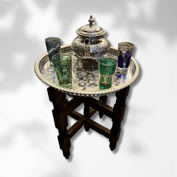 Moroccan Folding Tea Table / Brass Tray Table 4 folding tea table Moroccan Folding Tea Table / Brass Tray Table