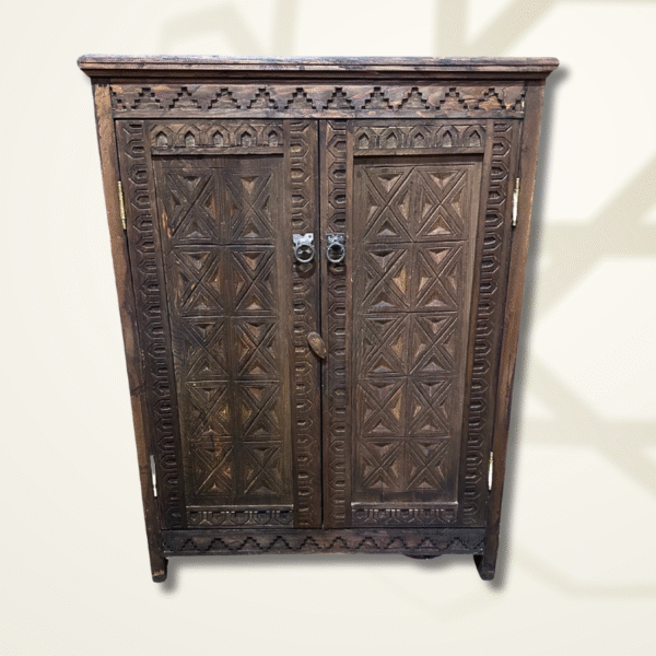 Moroccan Carved Entryway Storage Cabinet - Brown 1 entryway cabinet Moroccan Carved Entryway Storage Cabinet - Brown