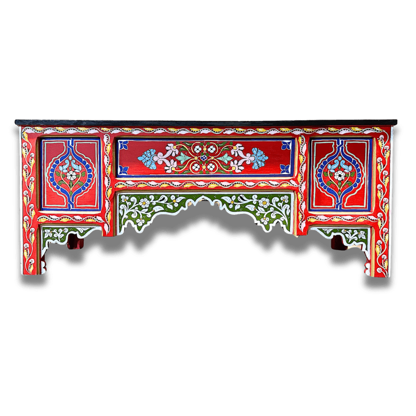 Painted Moroccan Table console - Red. 10 Painted console table 4