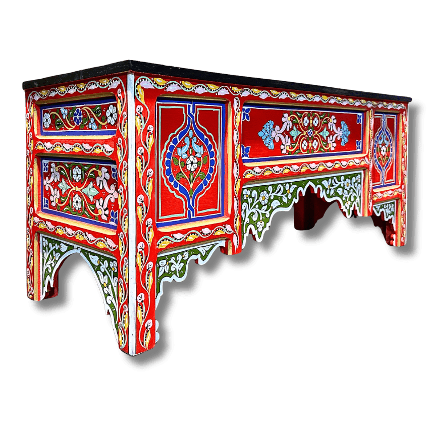 Painted Moroccan Table console - Red. 11 Painted console table 5