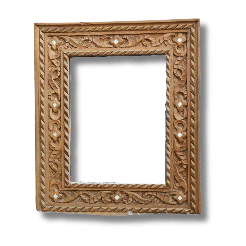 Unique Bone Inlay Mirror / Wood Frame - Natural Cedar 7 bone inlay mirror 61