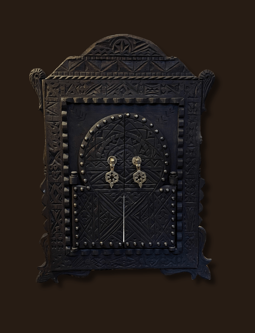 Moroccan Arched Mirror / Wood Frame - Dark Brown 7 Arched Mirror Handcrafted Moroccan Arched Mirror with solid wood frame and traditional design