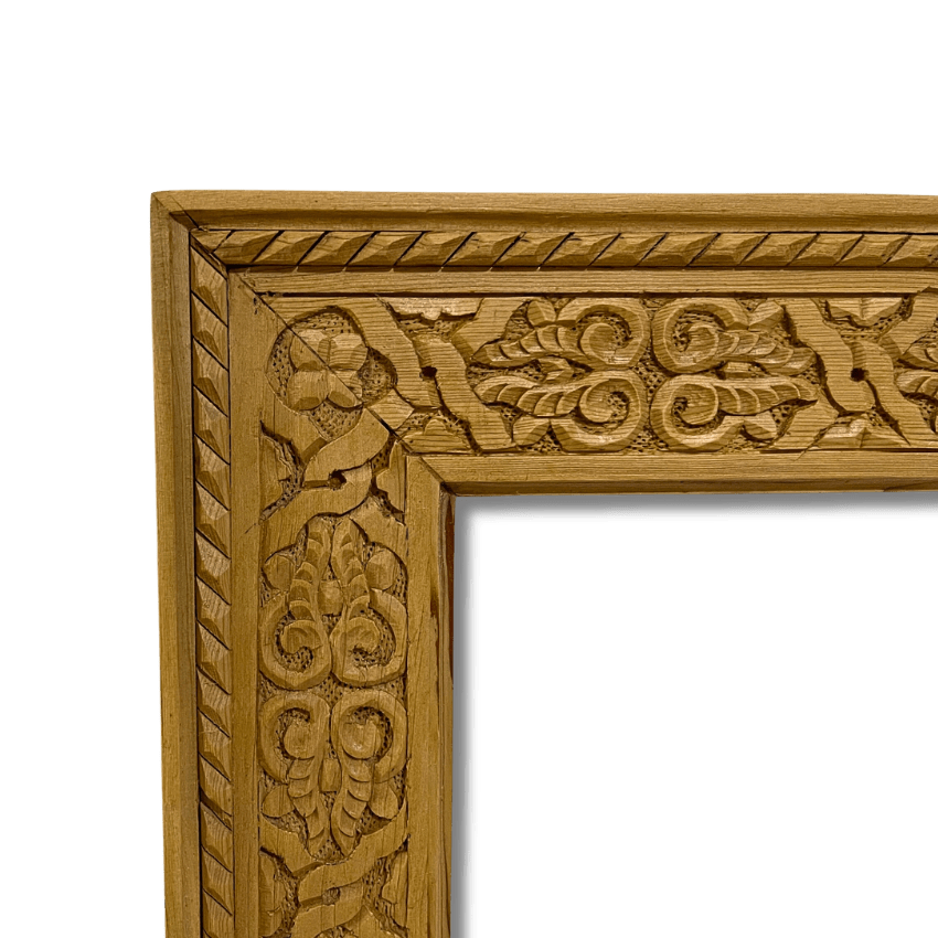 Unique Moroccan Wood Frame / Carved Mirror - Natural Cedar 8 wood frame 72