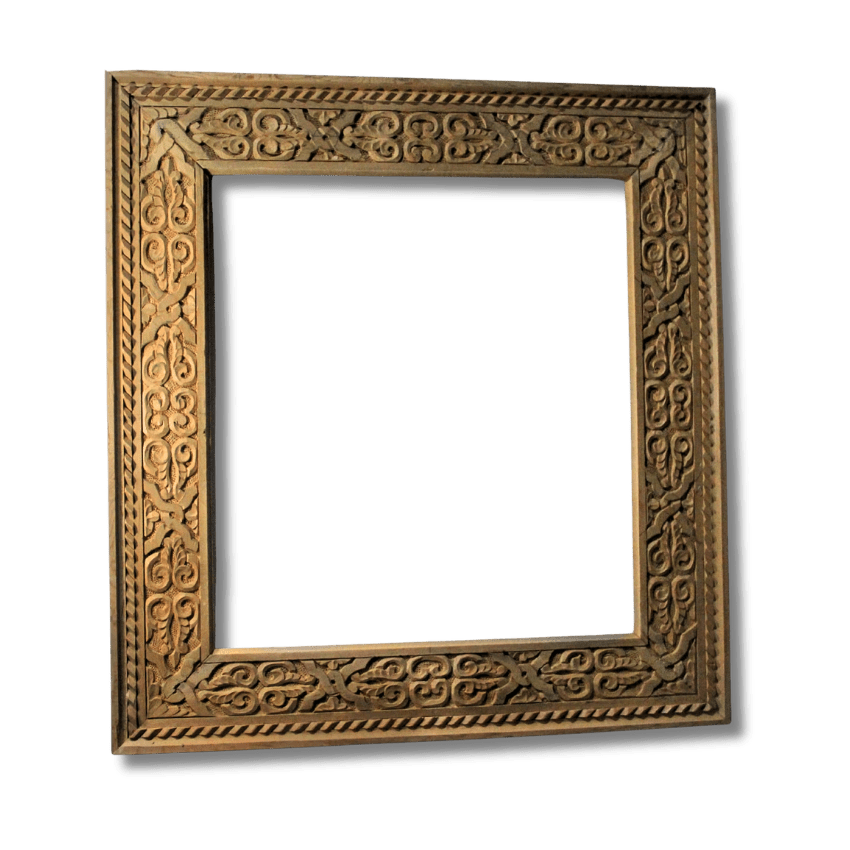 Unique Wood Picture Frame / Carved Mirror - Natural Cedar 7 wood picture frame Hand-carved Moroccan Wood Picture Frame with intricate floral design