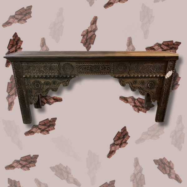 Carved Moroccan Table Console - Dark Brown. 3 Moroccan Table console Carved Moroccan Table Console - Dark Brown.