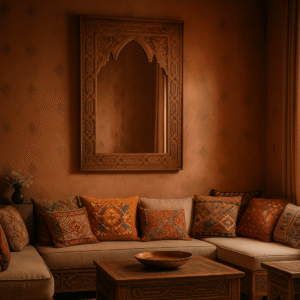BC&T - Quality Moroccan Furniture Made Affordable 58 Moroccan furniture Moroccan Arch Mirror in a Living Room Interior Setting