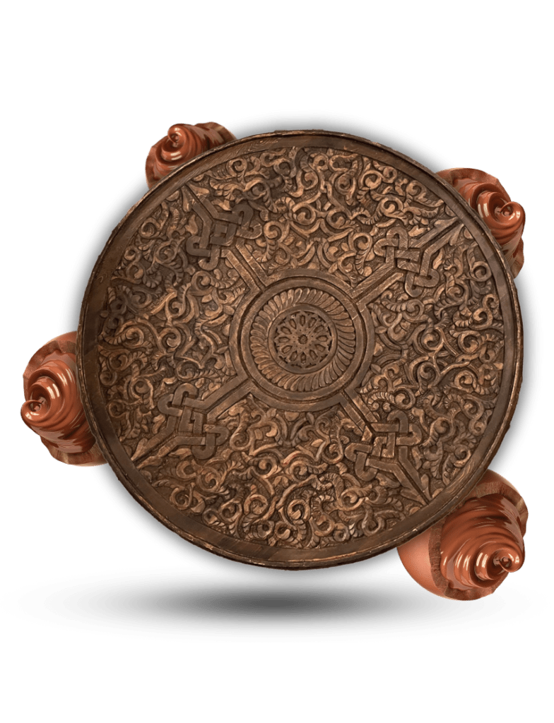 Moroccan Carved Table /Floral motif/ Andalusian style. 12 hand carved round coffee table 30