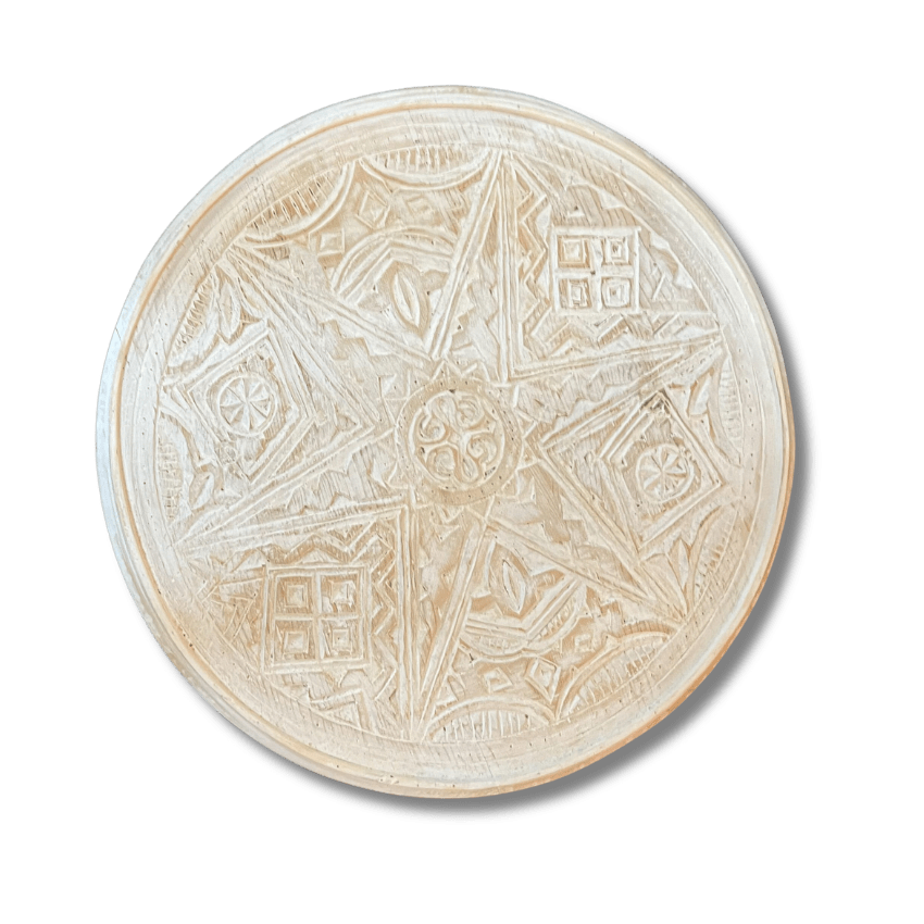 White Round Moroccan Carved Coffee Table/ Mida Table With Legs/ Amazigh Style. 10 white coffee table Moroccan carved round white coffee table