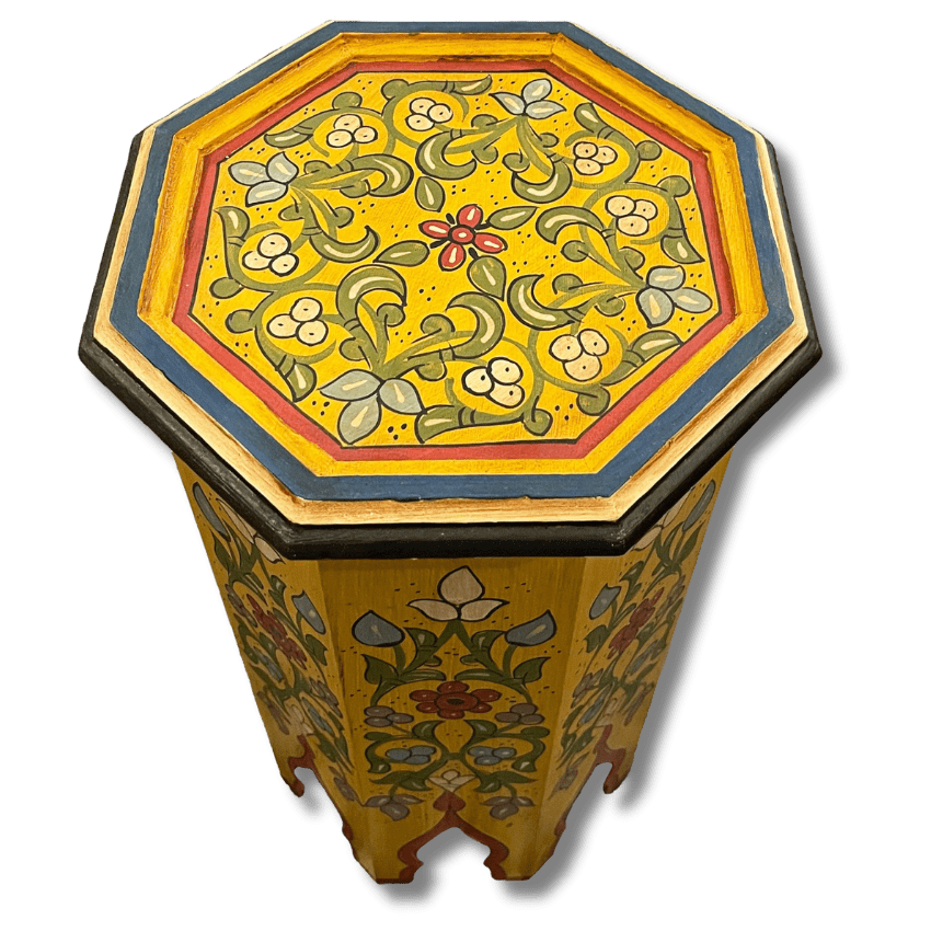 Painted Moroccan Octagon End Table/ Andalusian Style. 9 colorful end table Painted Octagon End Table