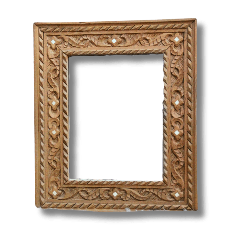Unique Bone Inlay Mirror / Wood Frame - Natural Cedar 7 bone inlay mirror 61