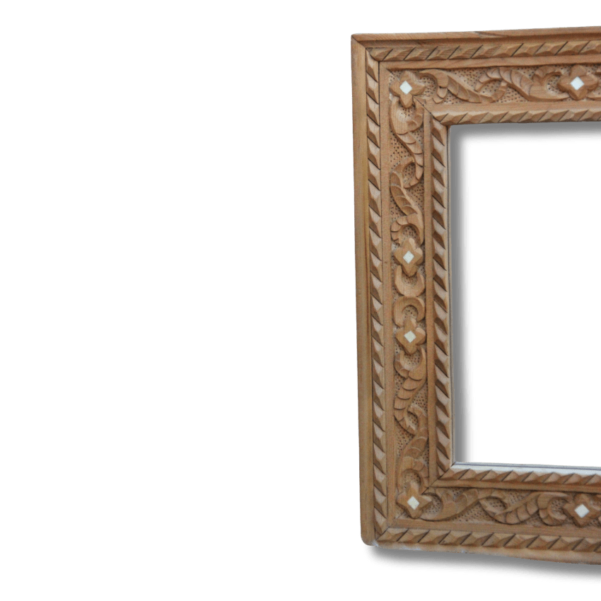Unique Bone Inlay Mirror / Wood Frame - Natural Cedar 8 bone inlay mirror 62